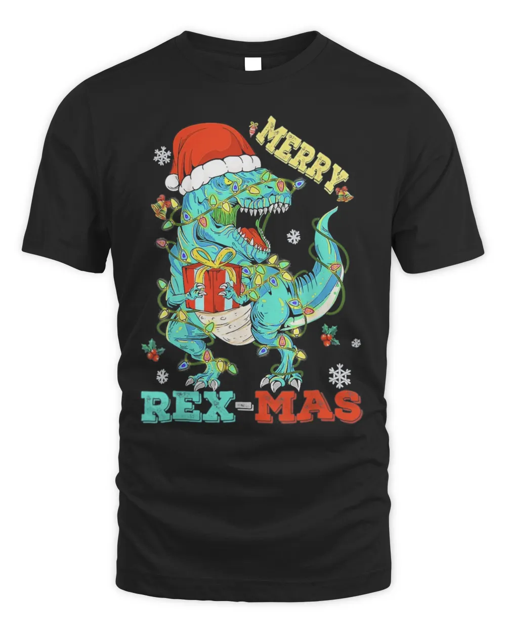 Merry Rex Mas Dinosaur Santa Christmas Tree Lights Shirt