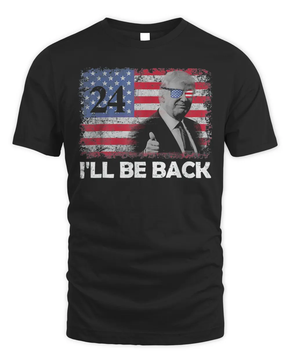 I’ll Be Back Trump 2024 Flag American Vintage Donald Trump T-Shirt