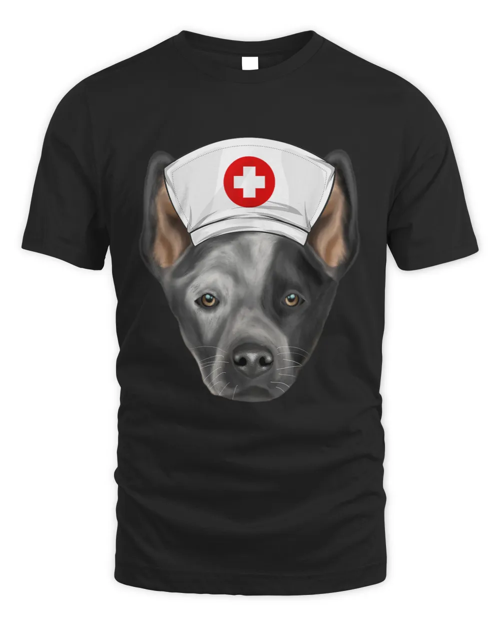 Australian Cattle Dog Wearing A Nurse Hat T-shirt Unisex Standard T-Shirt black s