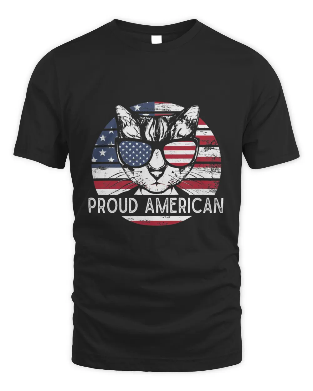 US flag Cat 4th of July Proud and Independent Cat of United States of America Patriotic American Flag Funny Cat Merica Sunglasses19838 T-Shirt
