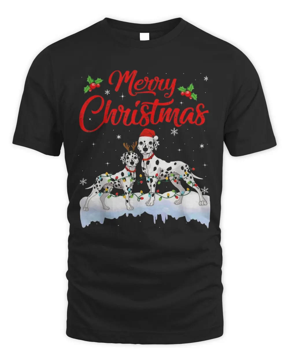 Dalmatian Dog Christmas Lights Santa Hat Unisex Sweatshirt