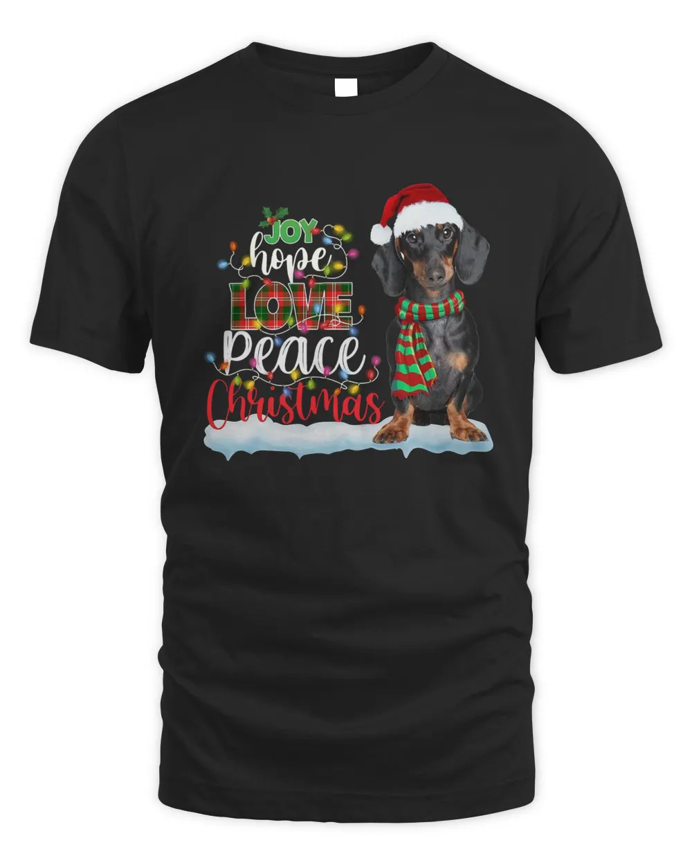 Dachshund Joy Hope Love Peace Christmas Light Sweatshirt