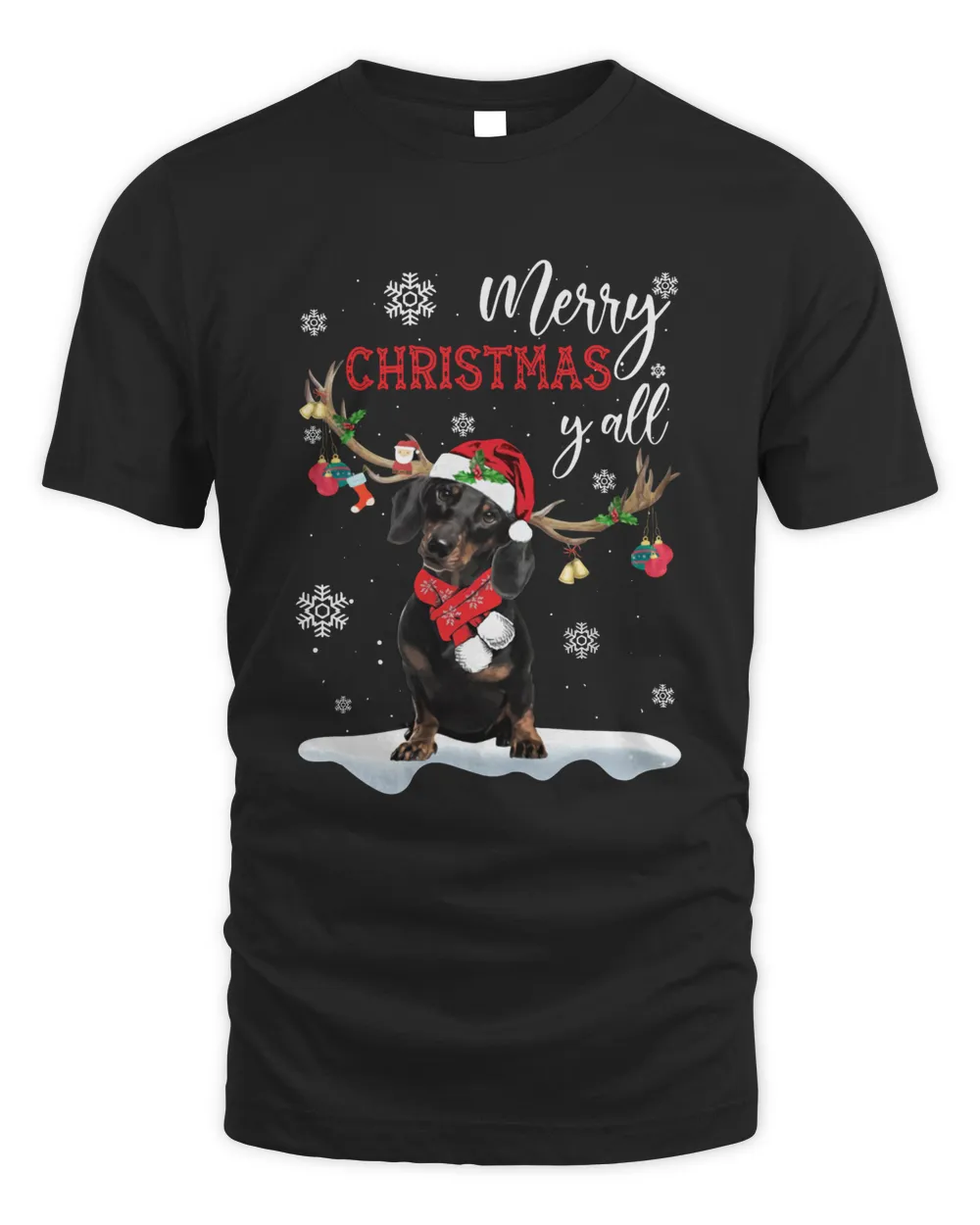 Dachshund Santa Reindeer Merry Christmas Y'all Sweatshirt