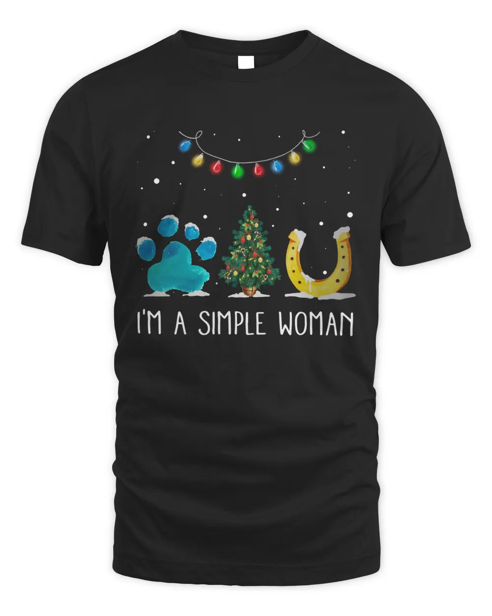 I'm A Simple Woman Paw Dog Tree Christmas Horseshoe Shirt