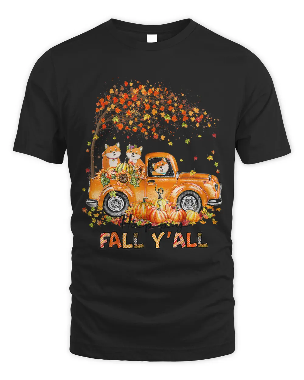 Happy Fall Yall Akita Inu Riding Truck Pumpkin Autumn Fall131