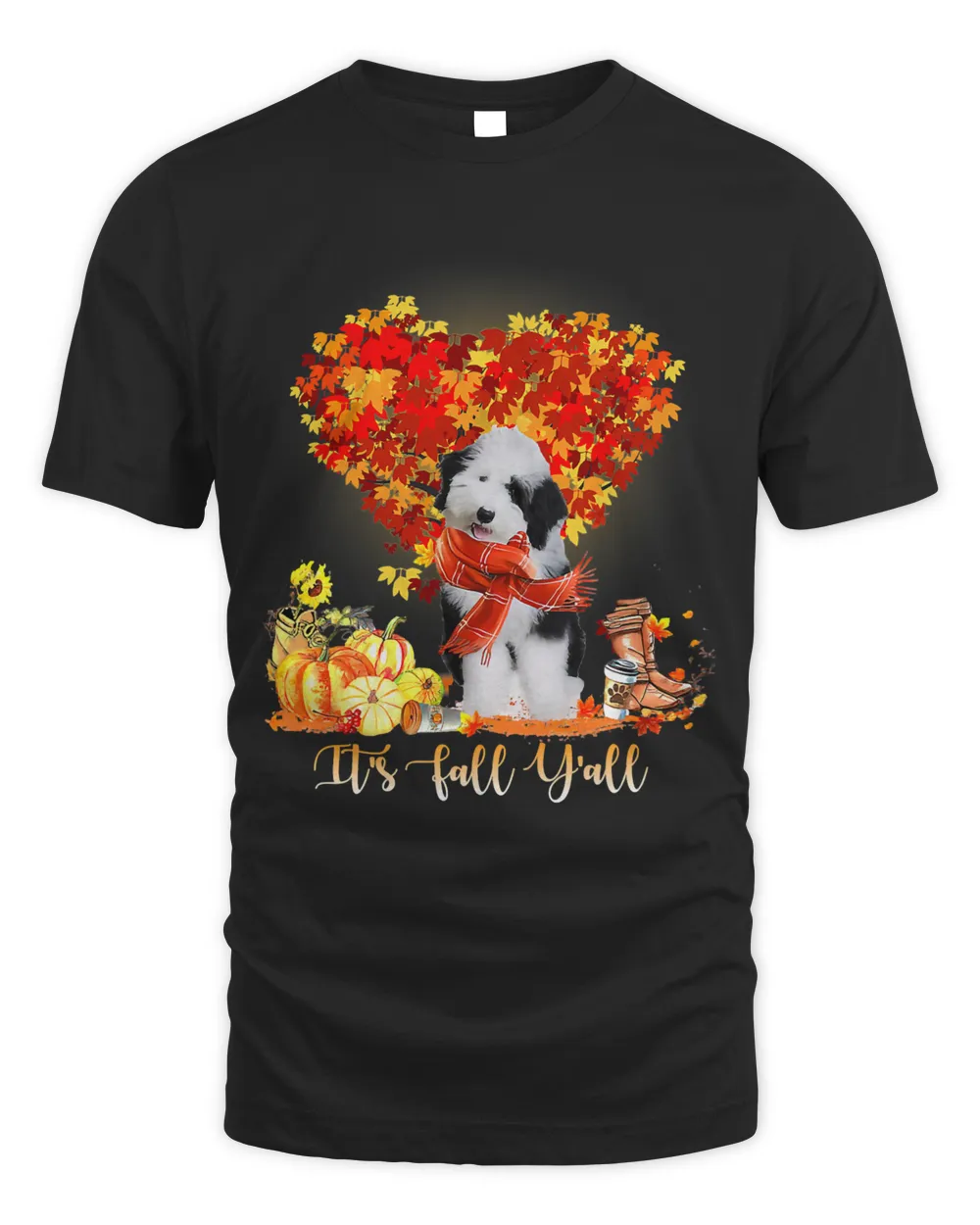 Its Fall Yall Sheepadoodle Dog Lovers Thanksgiving195 Unisex Standard T-Shirt black s