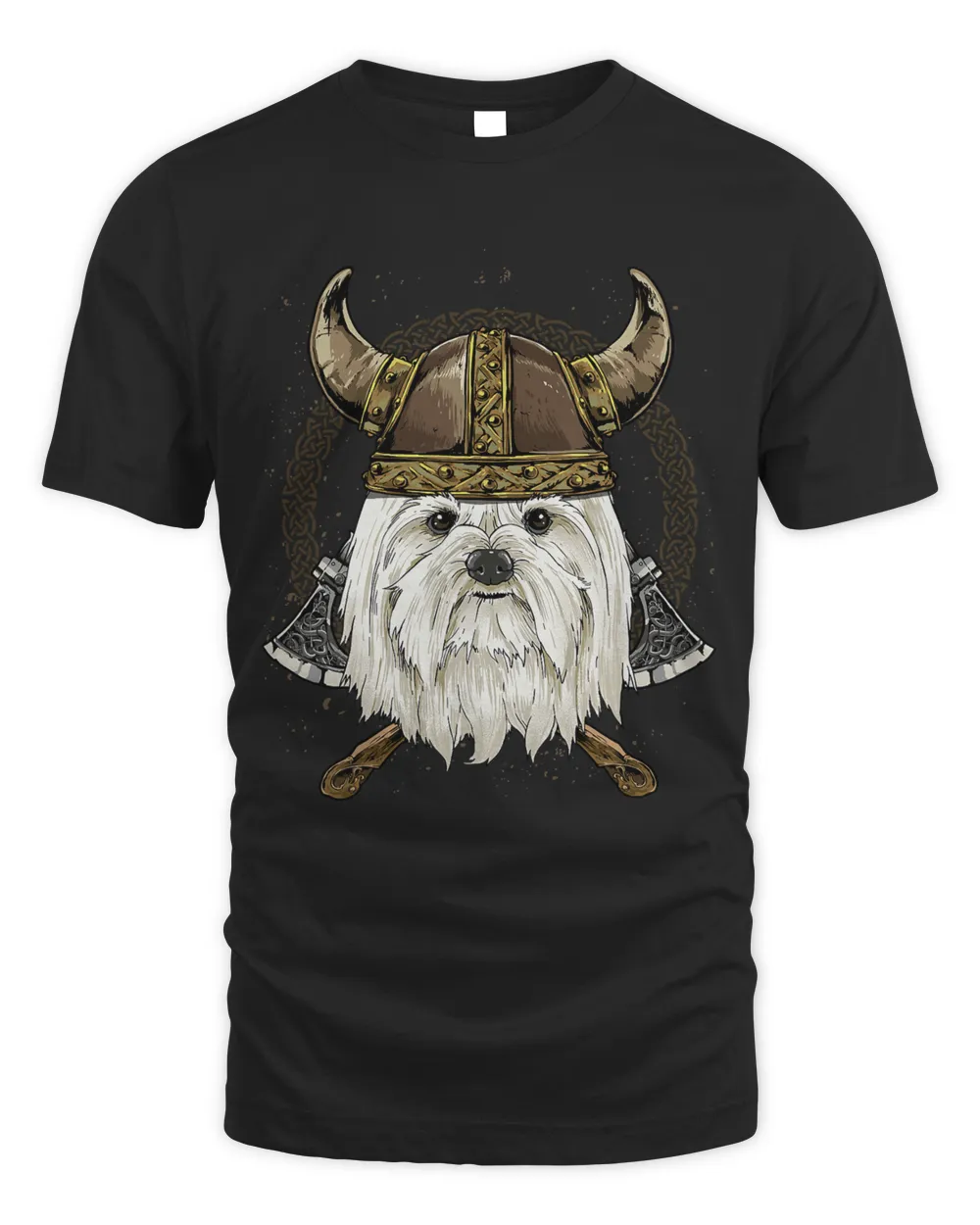 Viking Maltese Dog with Viking Helmet Mjolnir Axes 269