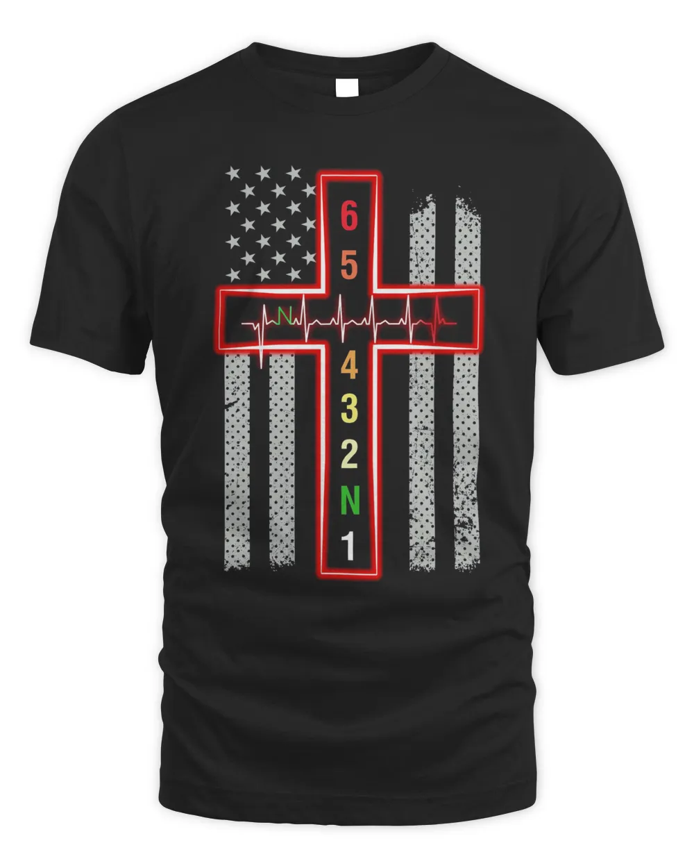 6 5 4 3 2 N 1 Jesus Heartbeat American Flag Shirt