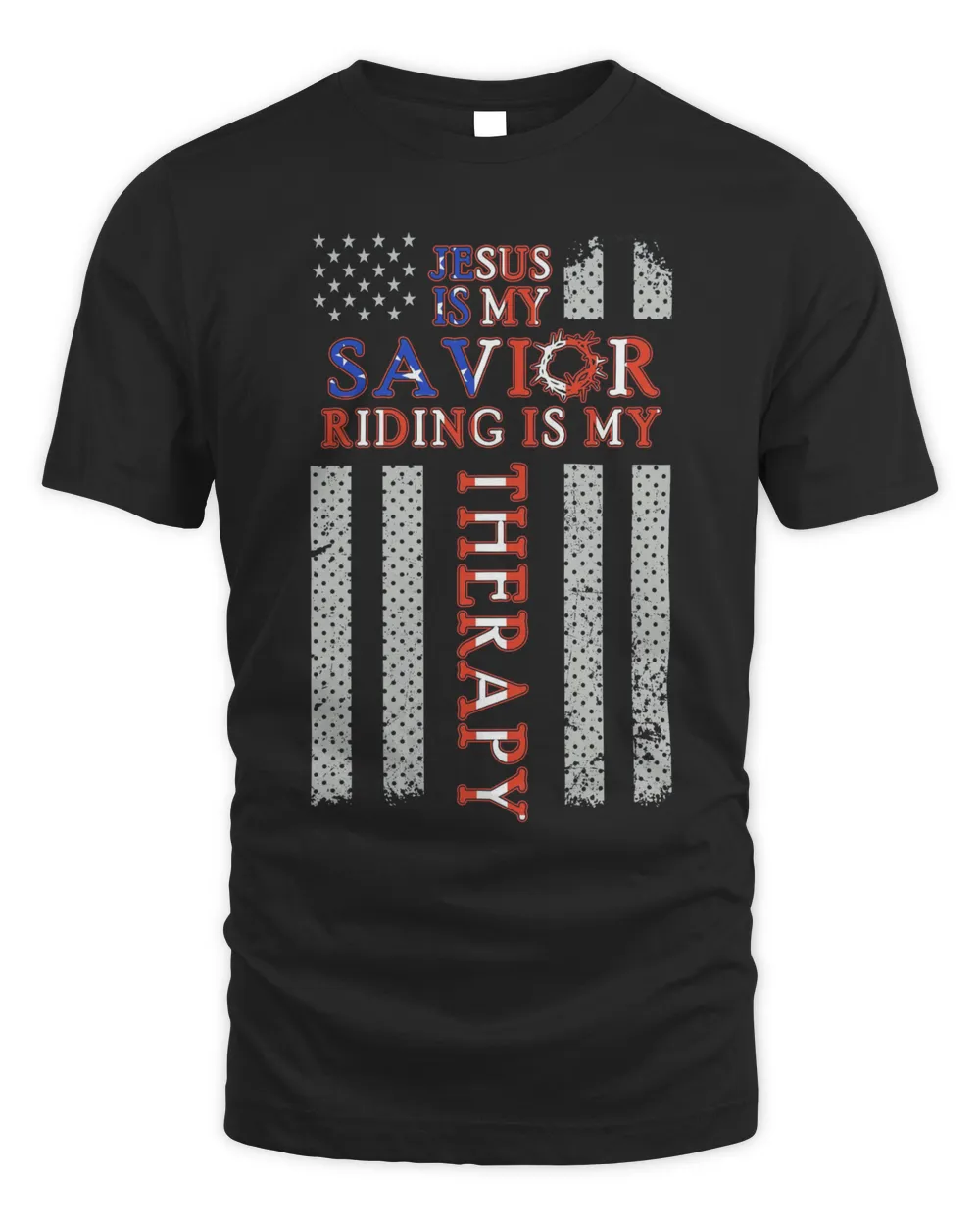Official Jesus Is My Savior Riding Is My Therapy American Flag Shirt