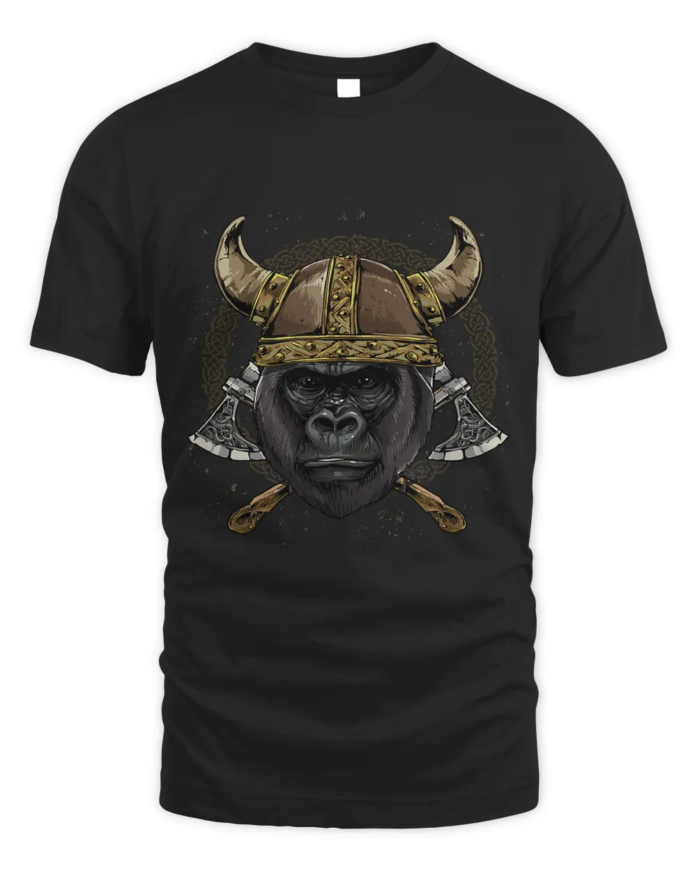 Viking Gorilla with Viking Helmet Mjolnir Axes 110 Unisex Standard T-Shirt black s