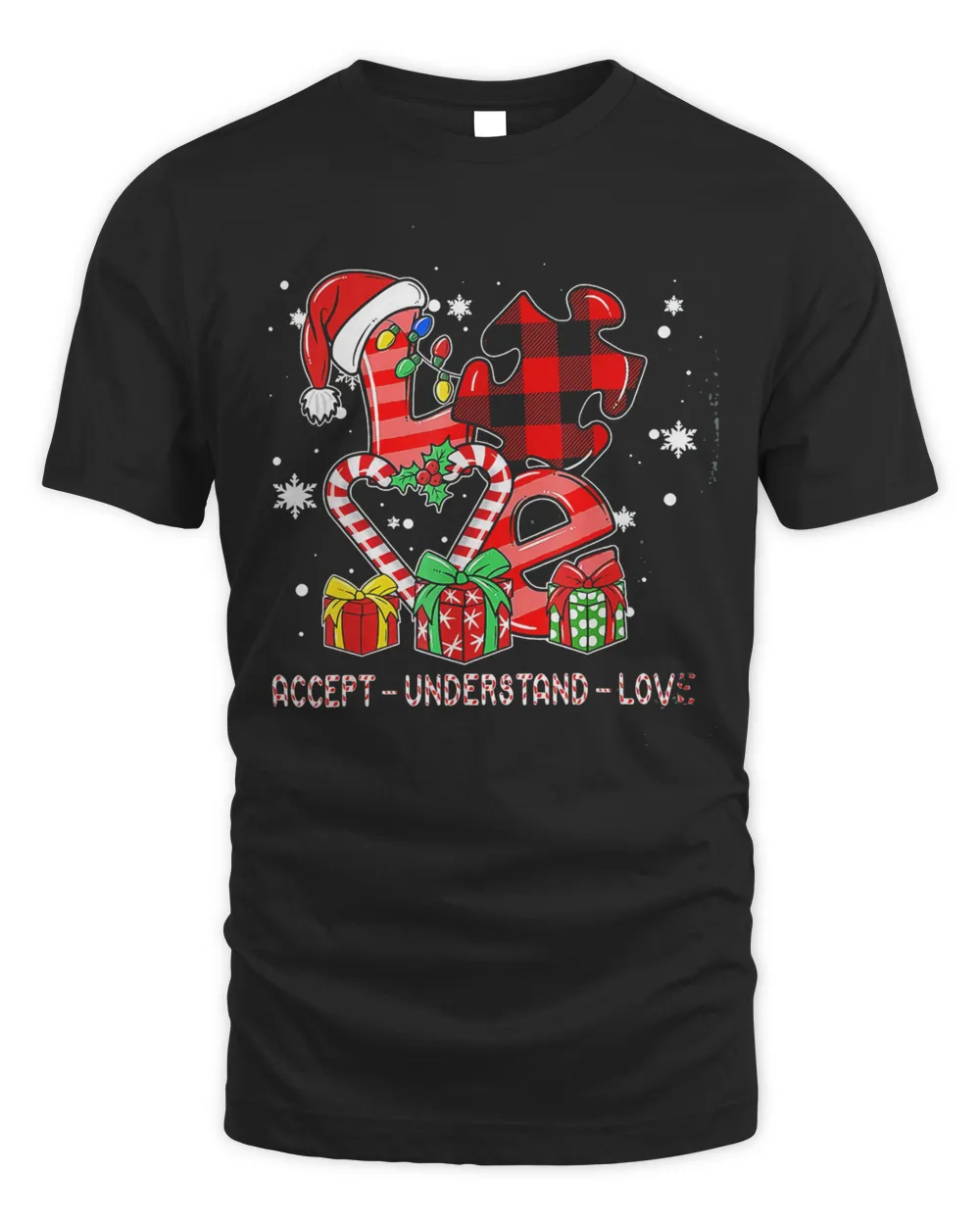 Love Accept Understand Love Autism Awareness Merry Christmas Shirt