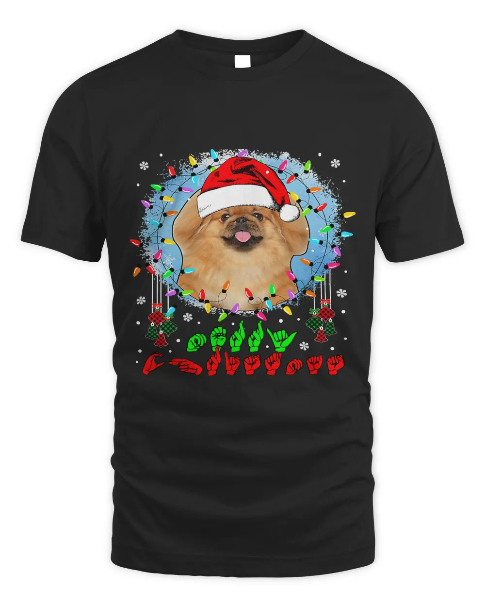 Merry Christmas Hands Sign Language Santa Pekingese Lover156