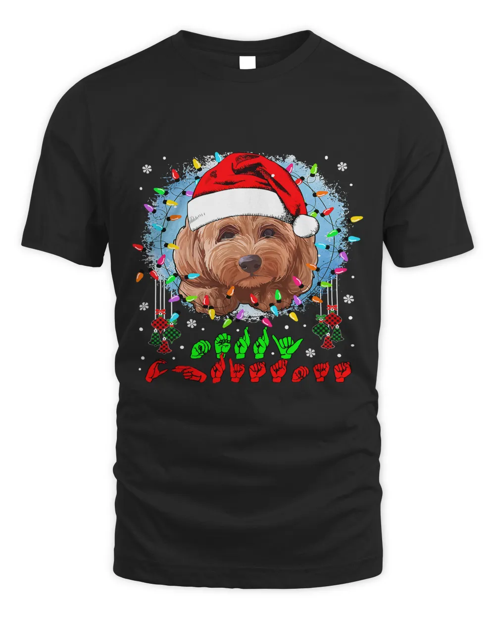 Merry Christmas Hands Sign Language Santa Cockapoo Lover165