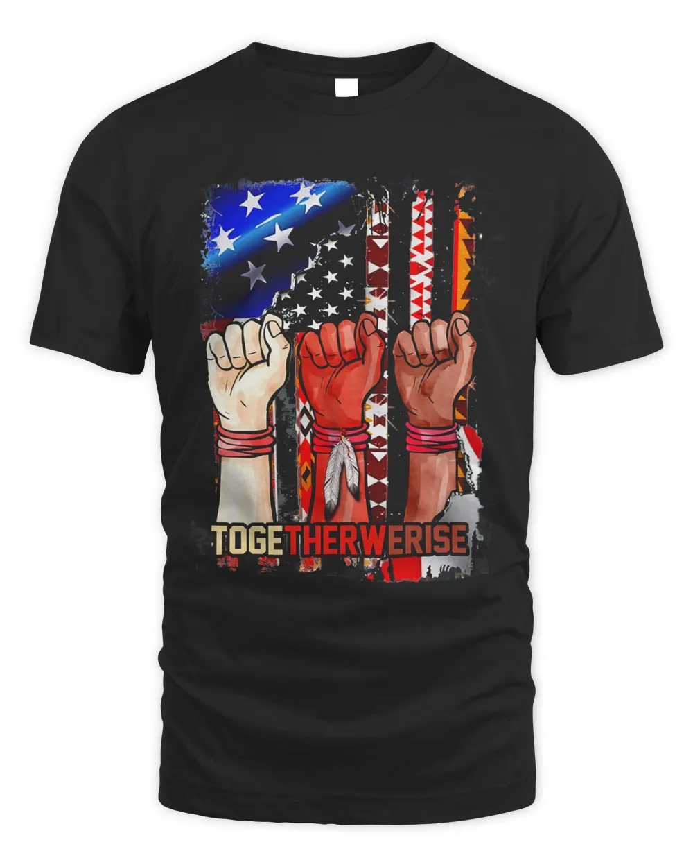 Black Live Matter Strong Hands Together We Rise American Flag Shirt Unisex Standard T-Shirt black xl
