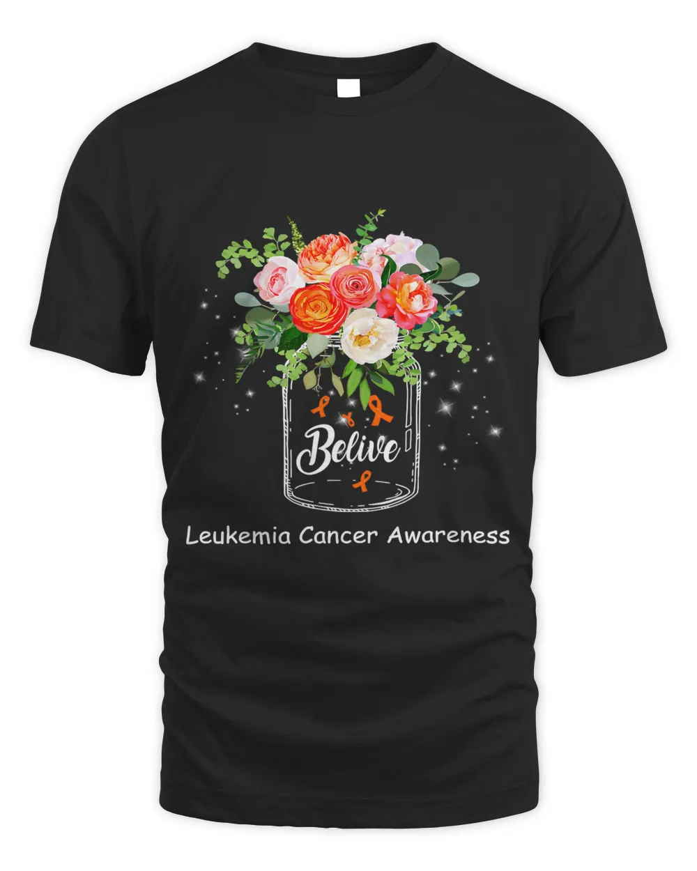 Orange Ribbon Flower Believe Unisex Standard T-Shirt black s