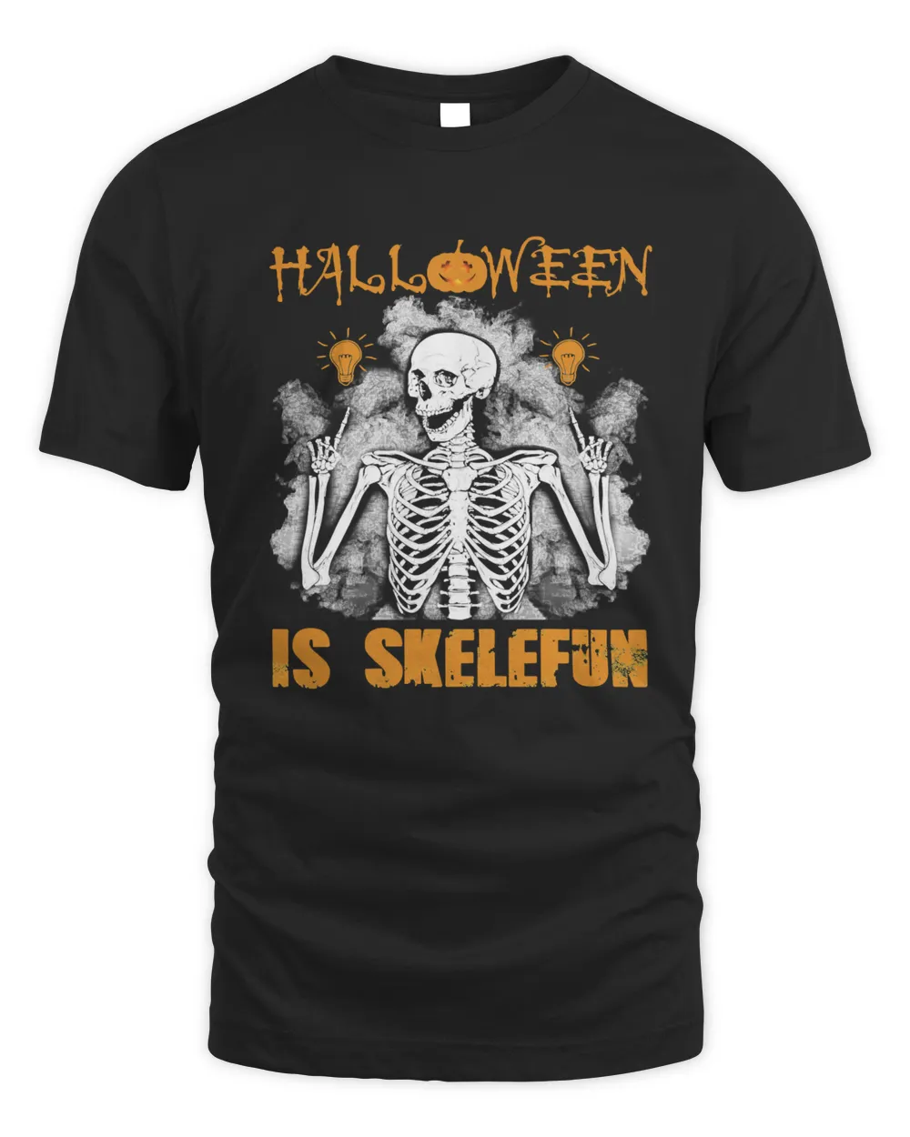 Skull HALLOWEEN IS SKELEFUN SKELETON AND PUMPKINS FUNNY60 Unisex Standard T-Shirt black s