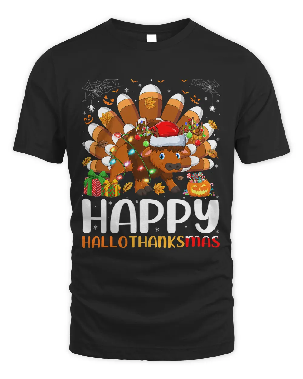 Bison Lover Halloween Christmas Happy Hallothanksmas