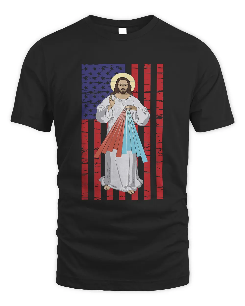 Divine Mercy Jesus USA American Flag Catholic
