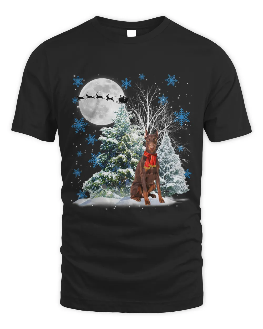 Doberman Pinscher Under Moonlight Snow Christmas Pajama 161