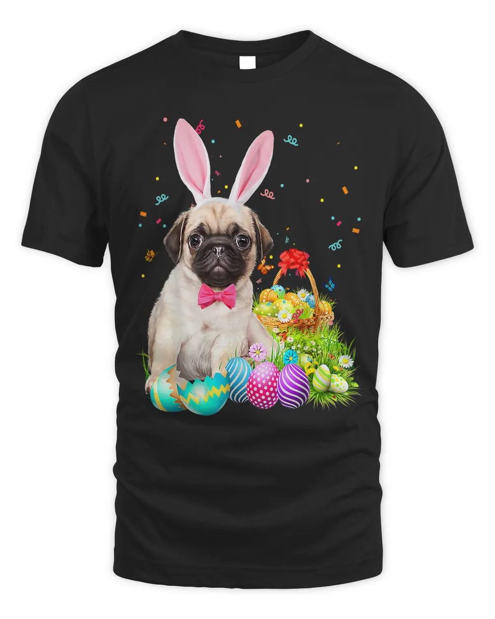 Happy Easter Cute Bunny Dog Pug Eggs Basket Funny Gifts 1