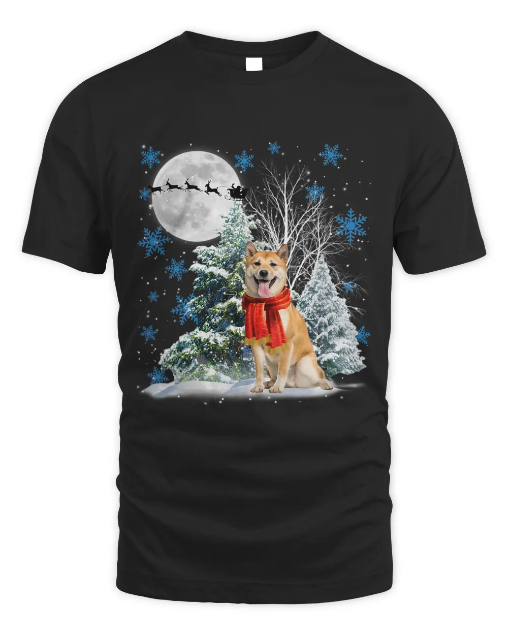 Shiba Inu Under Moonlight Snow Christmas Pajama 54