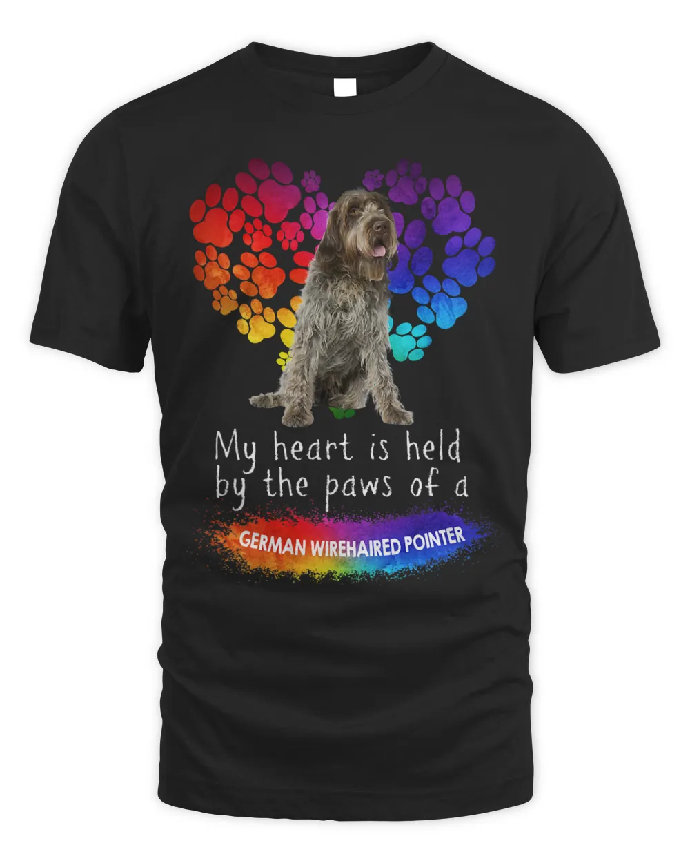 My Heart Is Held By The Paws Of A German Wirehaired Pointer Unisex Standard T-Shirt black s