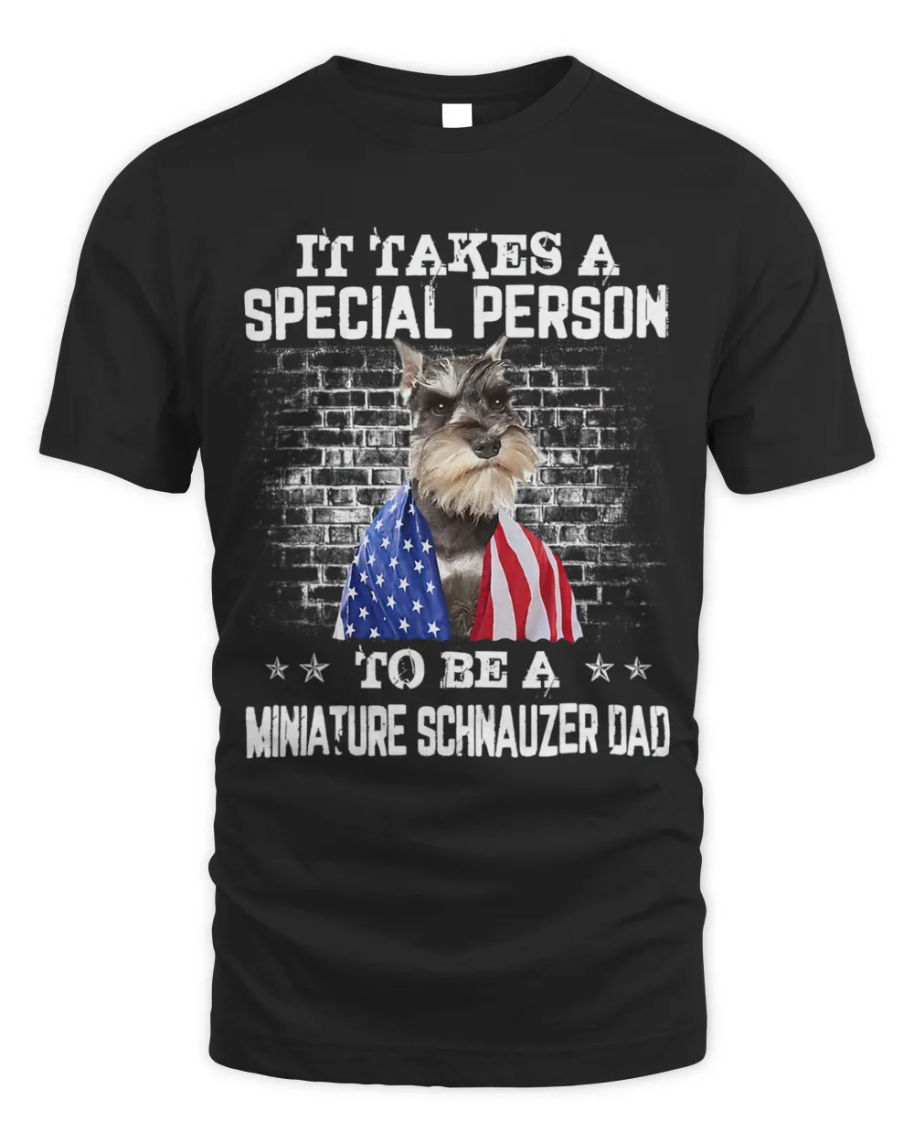 Schnauzer Dad With Proud American Flag Dog Fathers Day