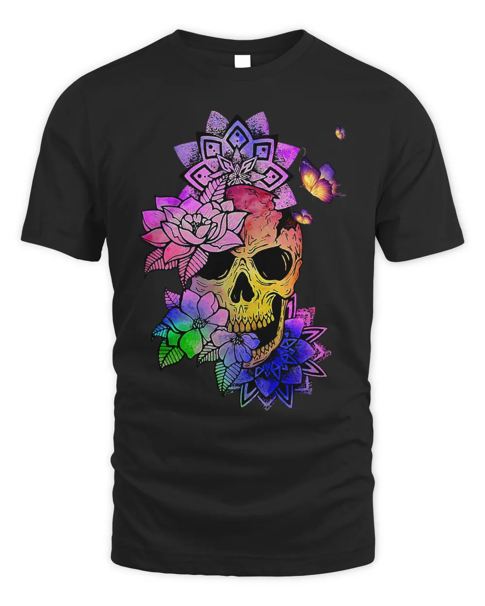 Floral Skull Flowers Lotus Yoga Namaste Skull