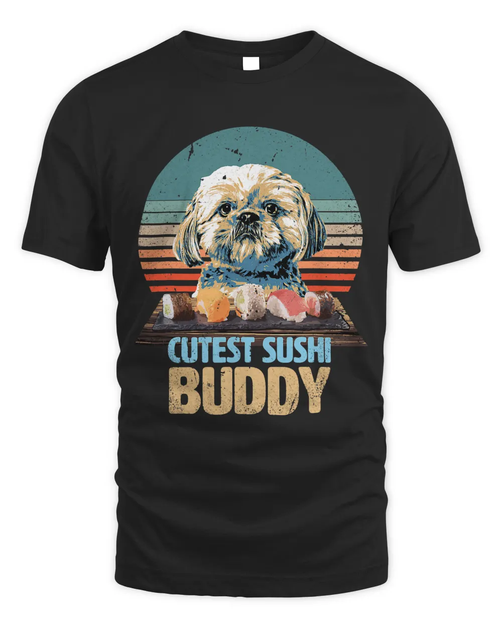 Funnycute Shih Tzu loves eating sushi at Christmas Unisex Standard T-Shirt black s