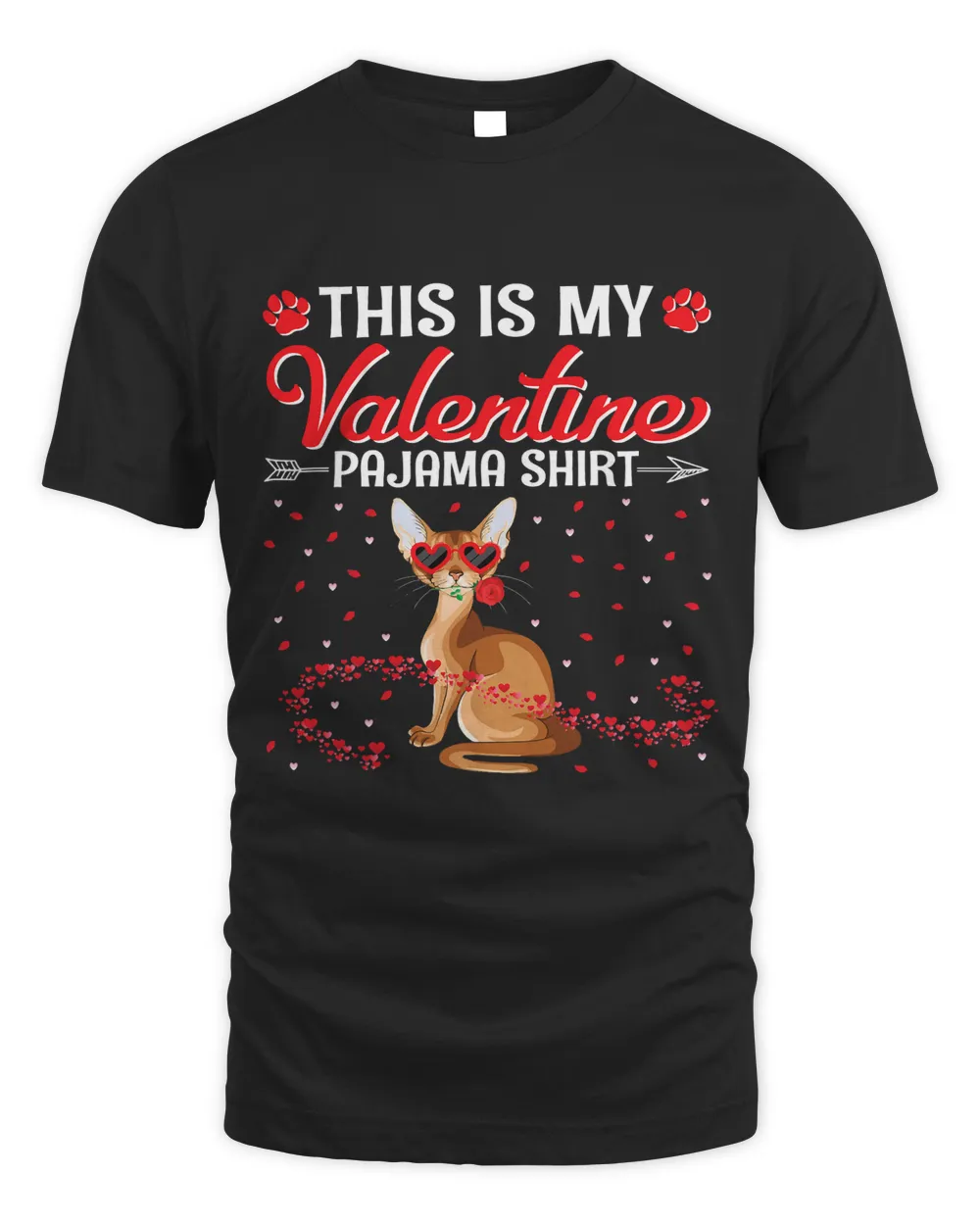 ABYSSINIAN Cat With Rose Hearts This Is My Valentine Pajama