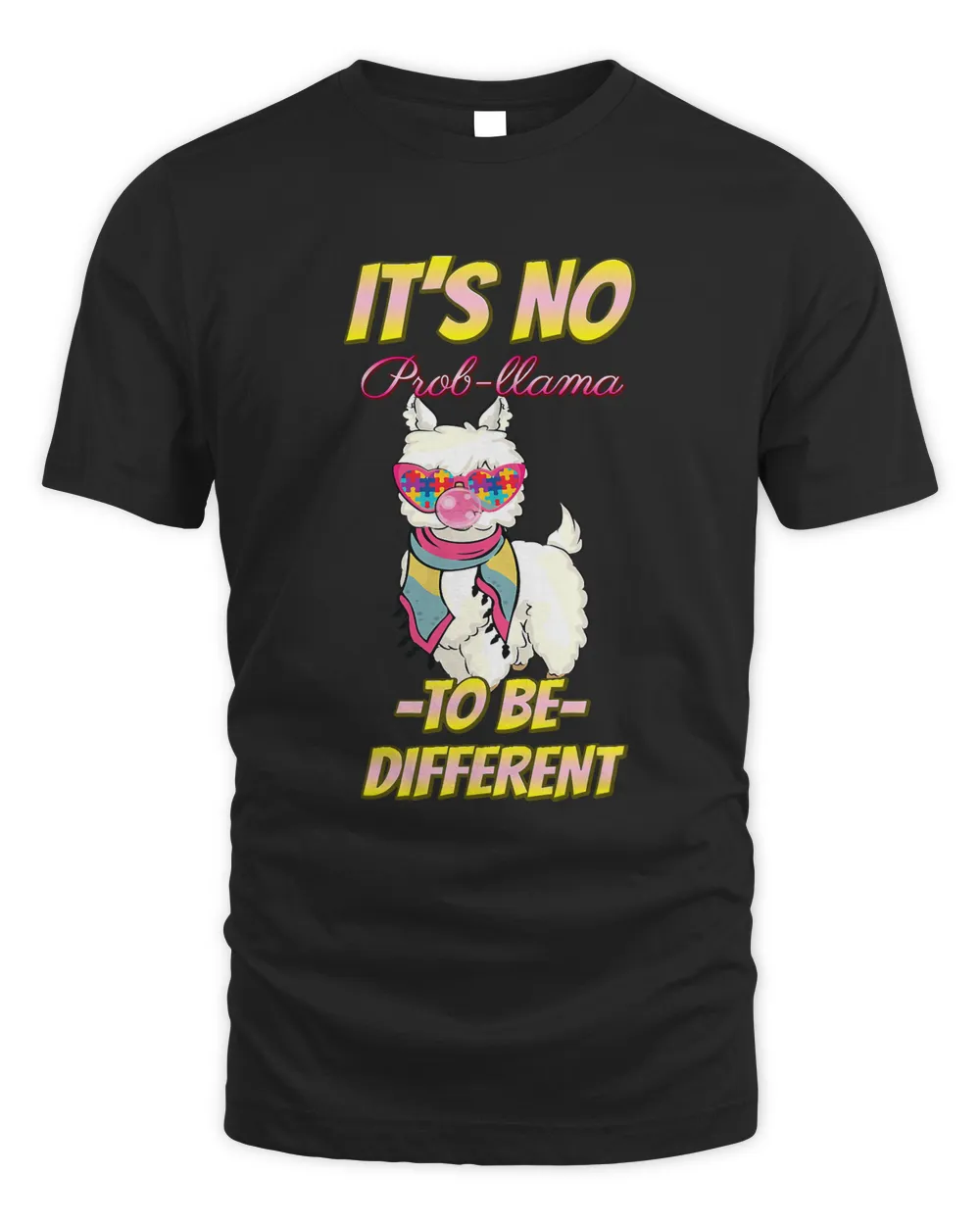 Its No Probllama To Be Different Sarcastic Humor Unisex Standard T-Shirt black s