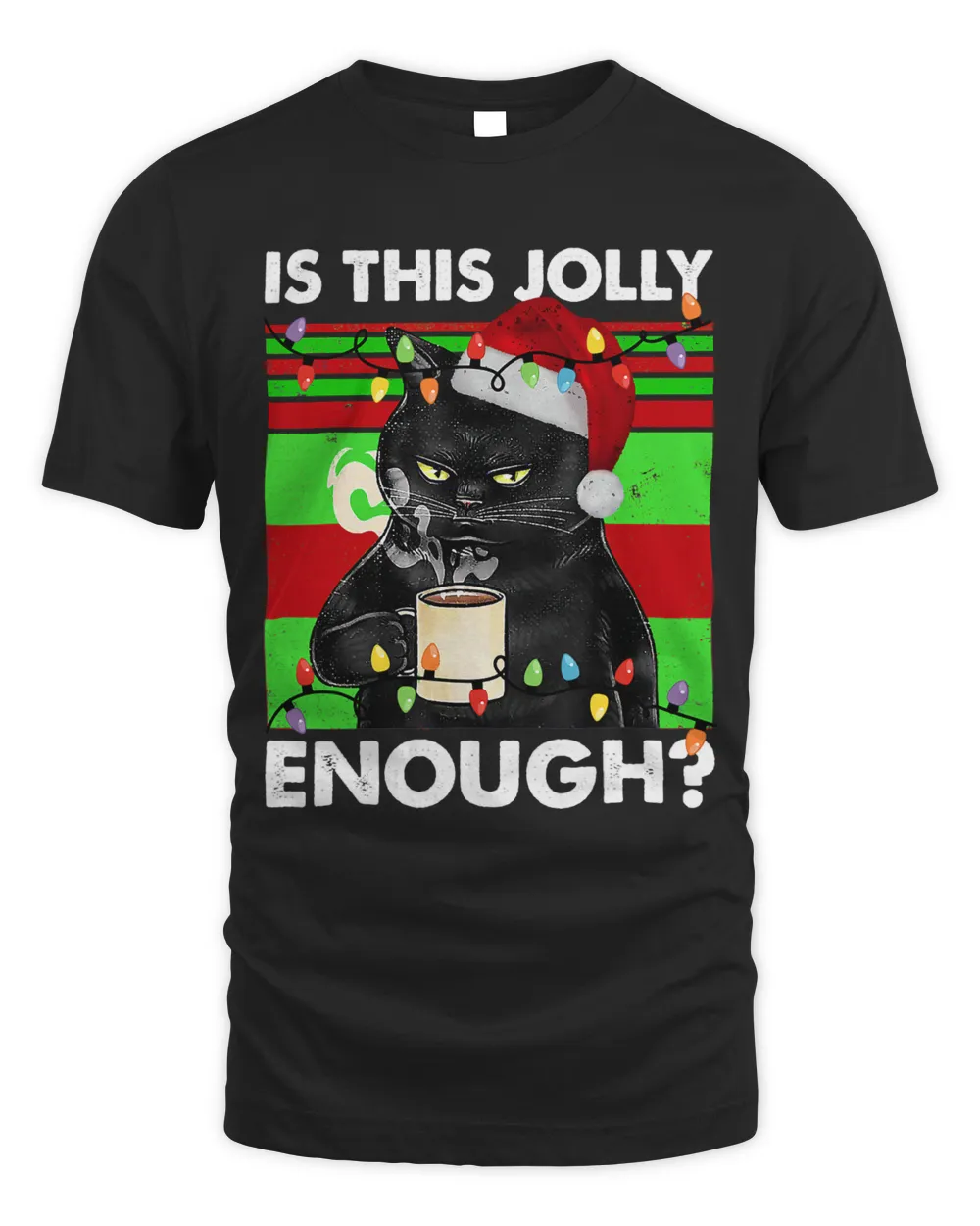 Is This Jolly Enough Black Cat Merry Christmas Tree Lights 259