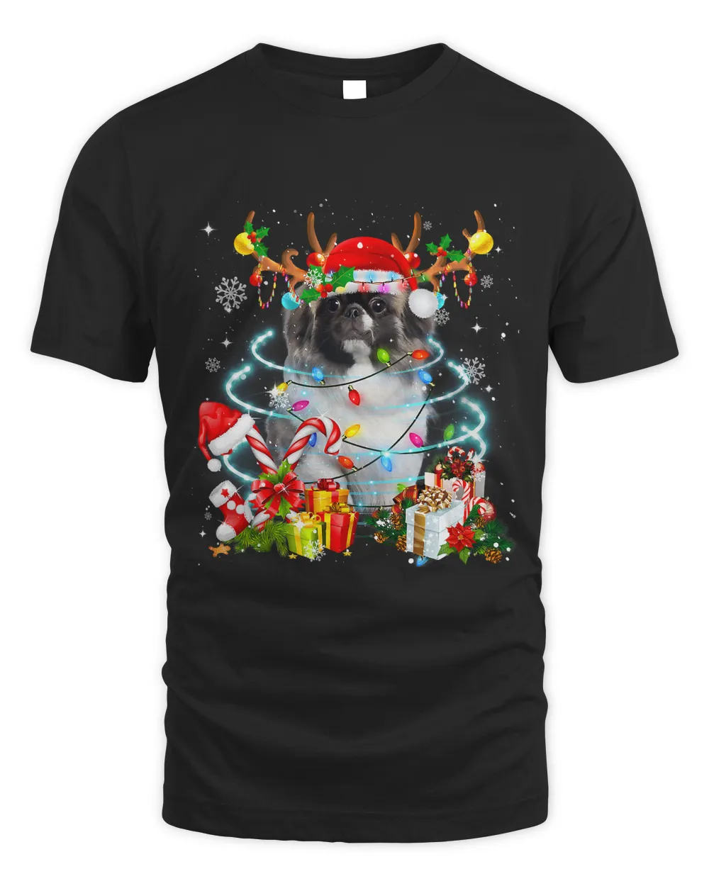 Pekingese Reindeer Christmas Tree Lights Pajama Dog Xmas 224