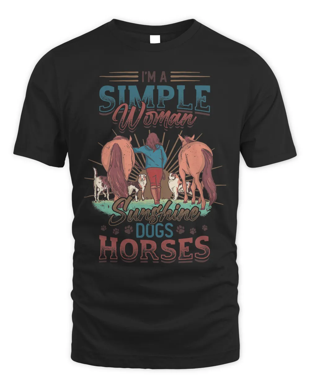 Simple Women Sunshine Dog Horse Girl T-Shirt Copy Copy Copy