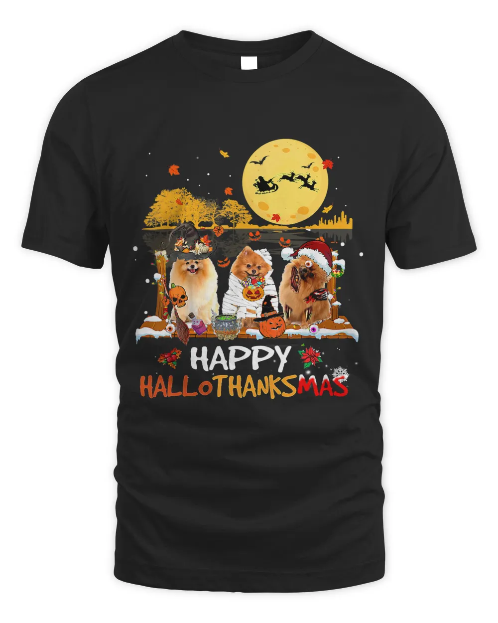 Pomeranian Happy Hallothanksmas Halloween Thanksgiving Xmas 39