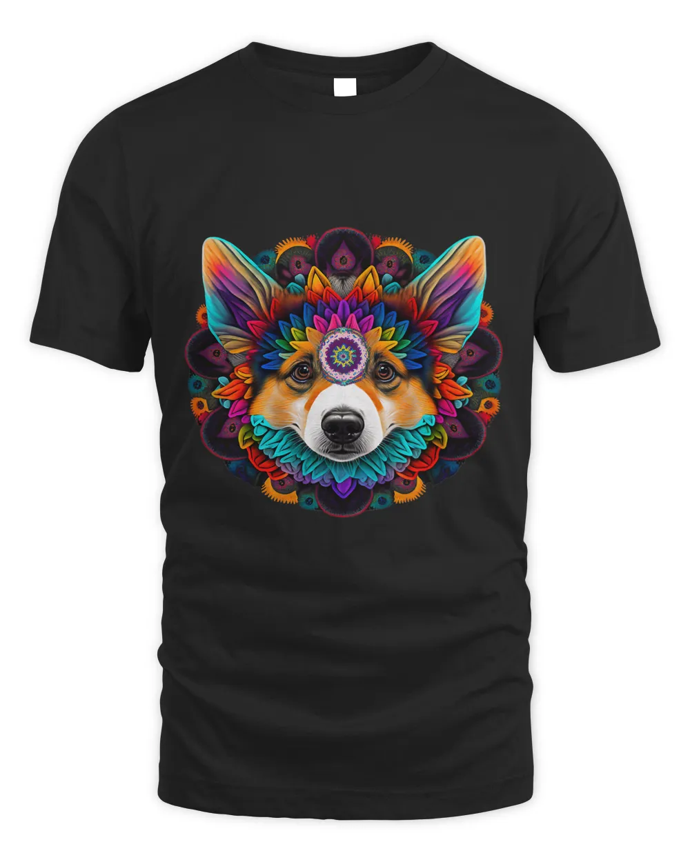 Corgi Dog Face Colorful Mandala Rainbow Yoga Pattern 31