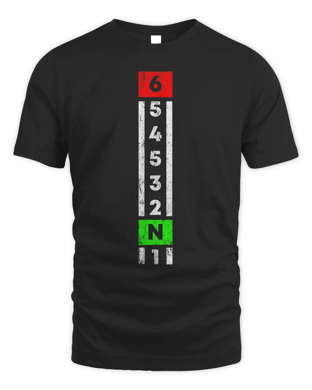 1N23456 1 Down 6 Up Motorcycle Shift Pattern Unisex Standard T-Shirt black s