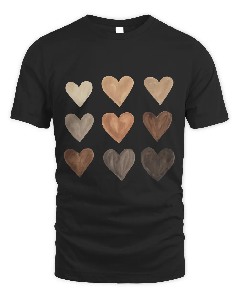 Melanin Skin Tone Hearts Be Kind Black History Month Unisex Standard T-Shirt black s