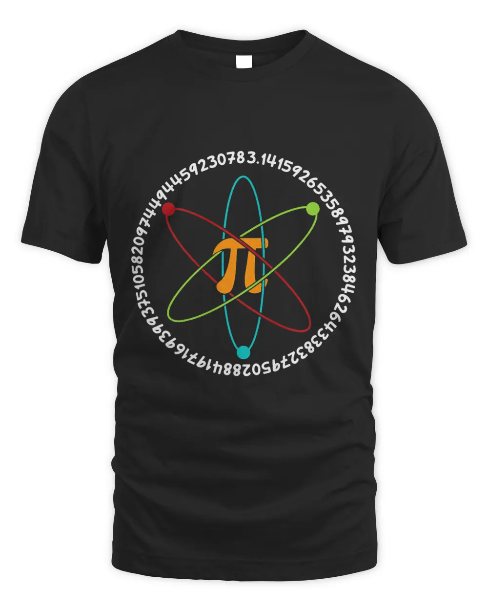 Pi Nucleus Atom Orbit Math Holiday Mathematics Funny Pi Day Unisex Standard T-Shirt black s