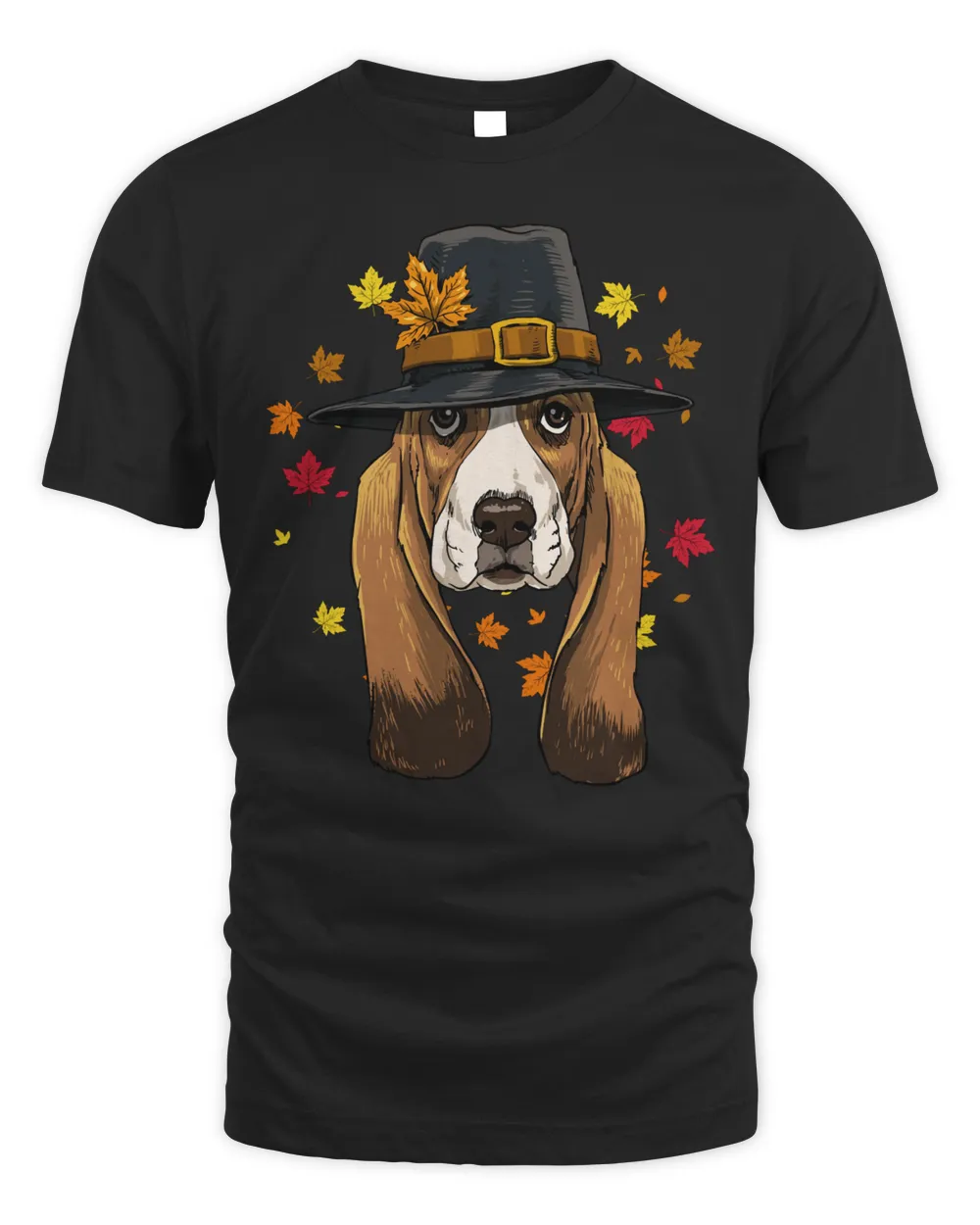 Thanksgiving Basset Hound Pilgrim Costume Men Women Long Sleeve T-Shirt