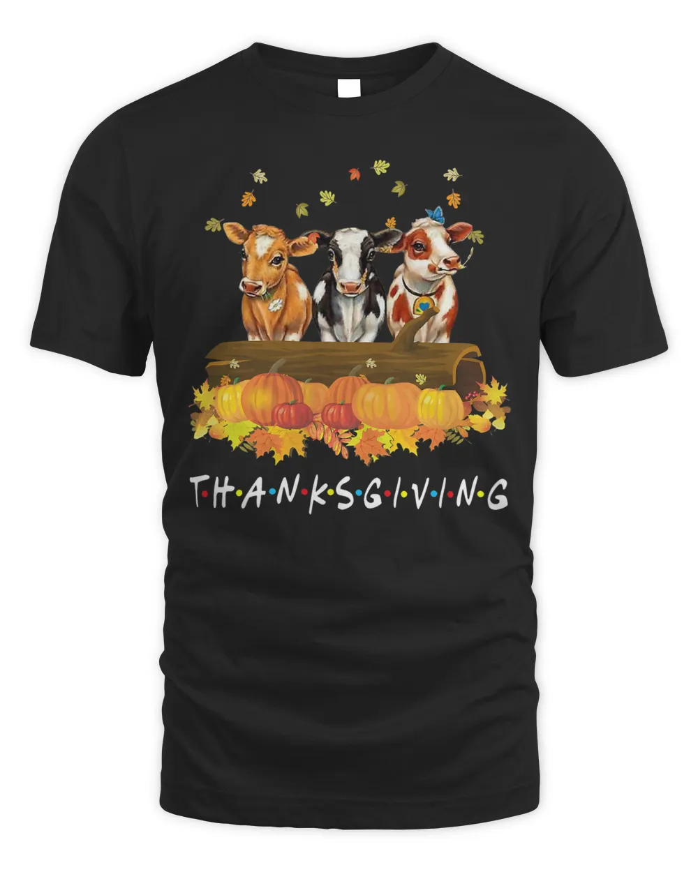 Cow Pumpkin Fall Farm Animals Thanksgiving Thankful Farmer T-Shirt