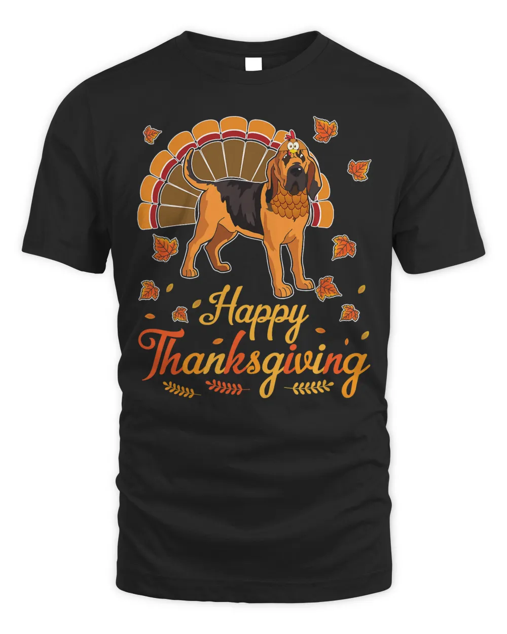 Turkey Bloodhound Dog Happy Halloween Thanksgiving Day Shirt