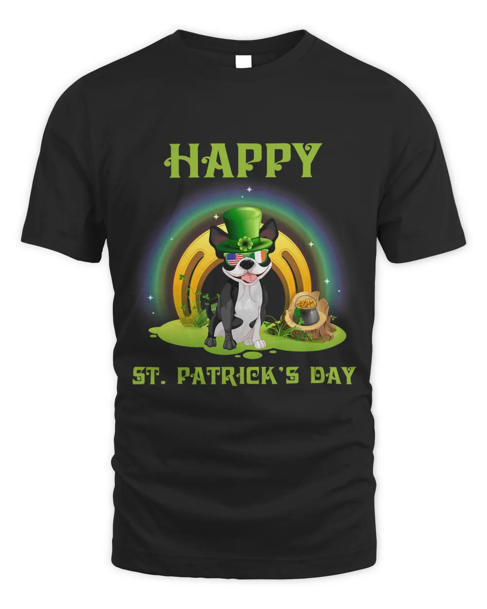 Happy St Patricks Irish Boston Terrier Lover Dog Funny Gifts T-Shirt