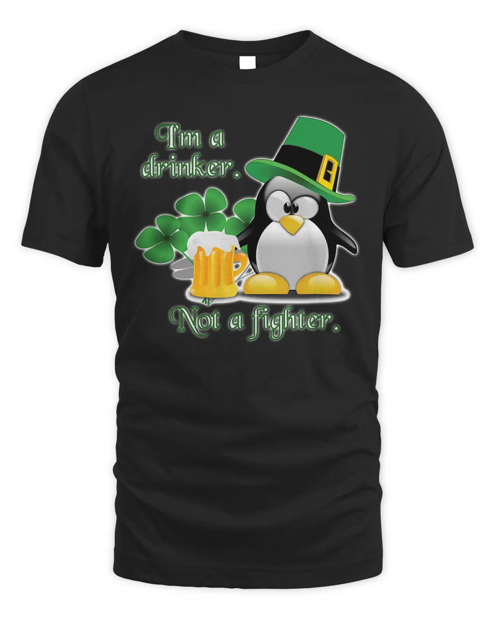Beer-Drinking Irish Penguin T-Shirt - A Funny and Cute Desig