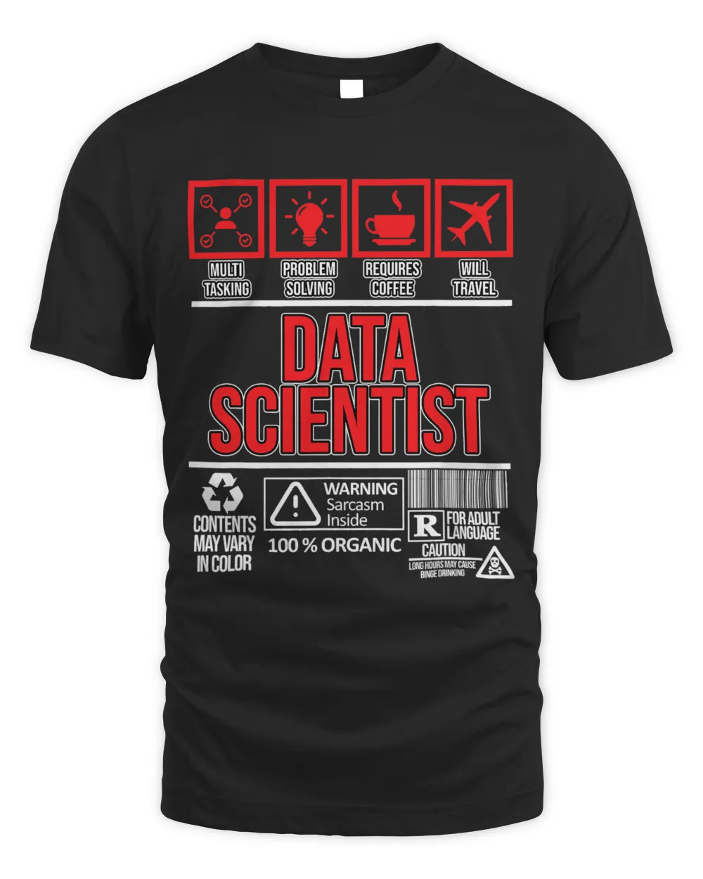 Data Scientist Facts Data Analyst Computer Science Graphic Unisex Standard T-Shirt black s