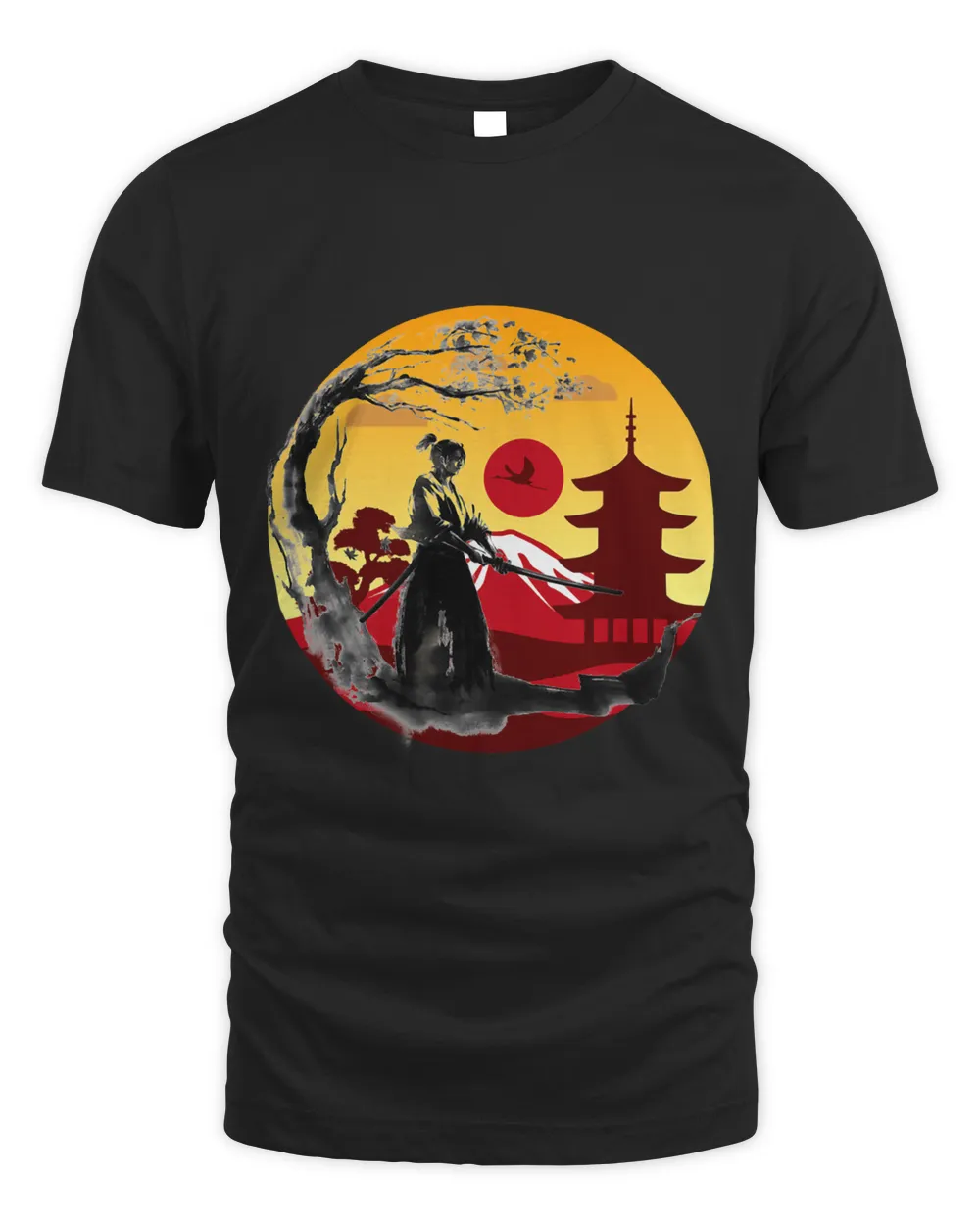 Cool Japanese Art Samurai Cute Japanese View Graphical Art Unisex Standard T-Shirt black s
