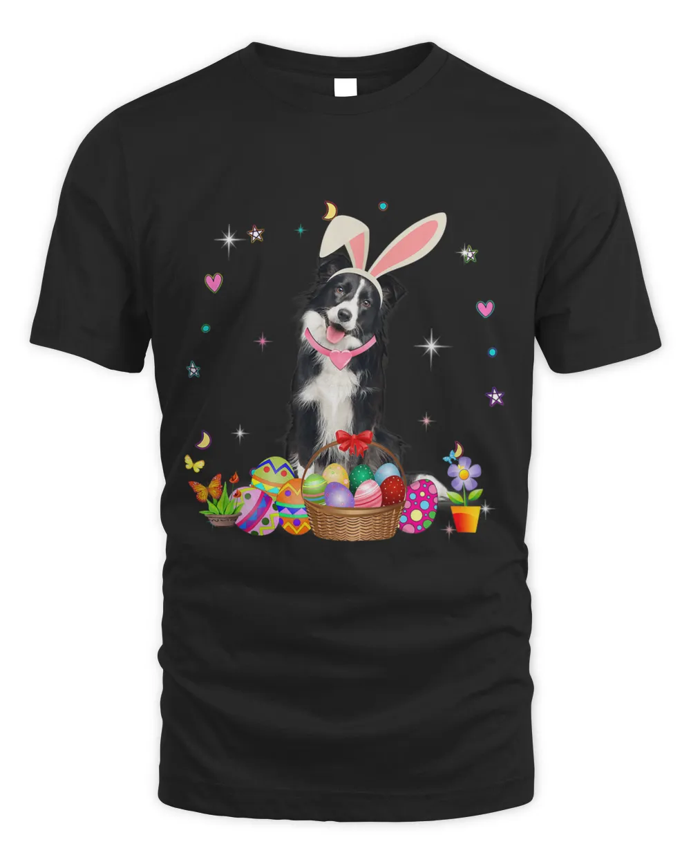 Cute Border Collie Easter Day Bunny Eggs Easter Womens