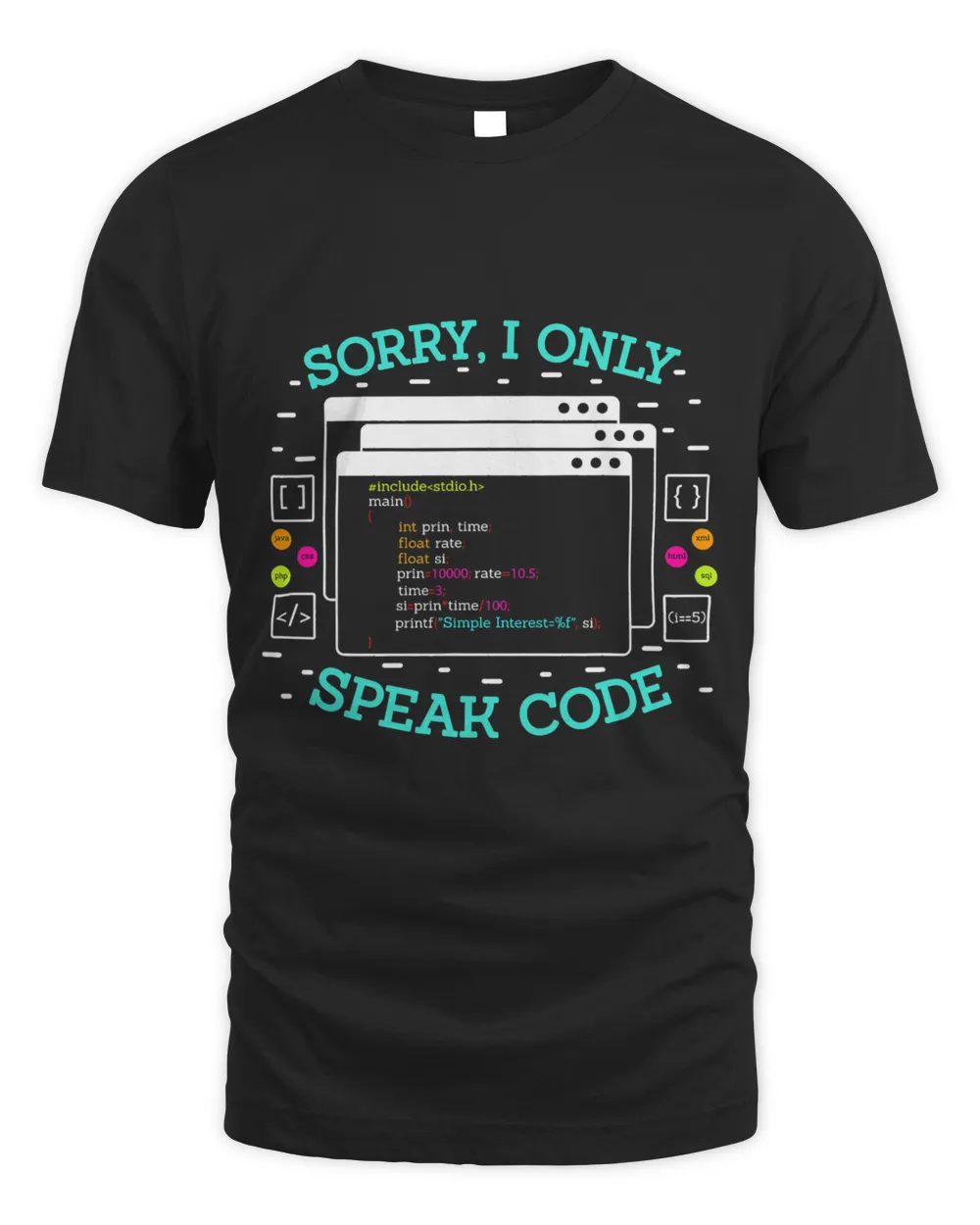 Developer Code Software Engineer Programmer Nerd Computer 1 Unisex Standard T-Shirt black s