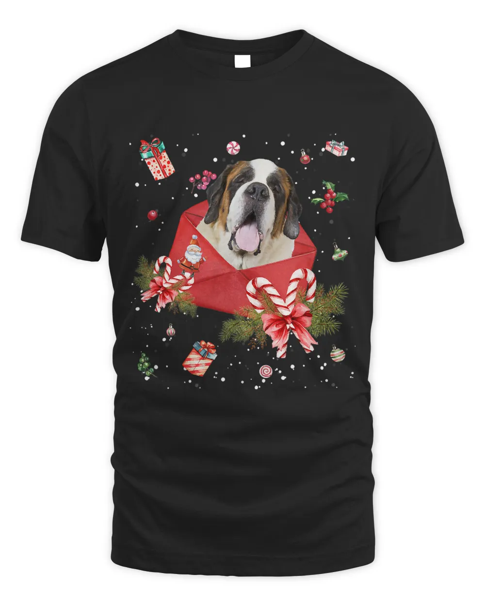 St Bernard Dog In Christmas Card Ornament Pajama Xmas400