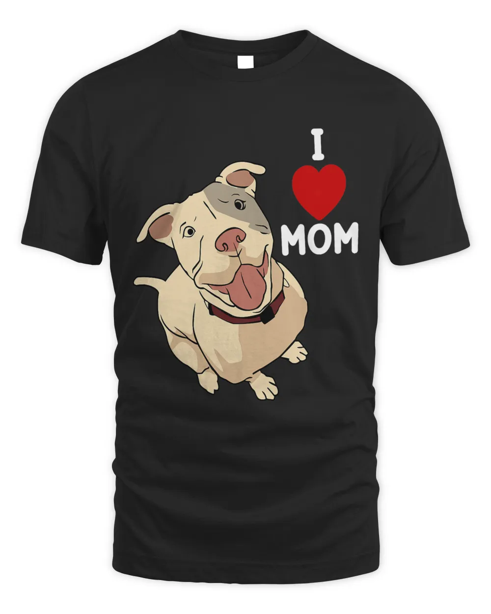 Womens I Love Mom Valentines Day Cute Dog Pitbull Mama VDay Pajama